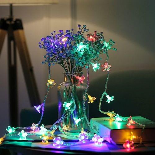 5m 50 LEDs Cherry Blossom  Holiday Decorative Light, Battery Powered (Colorful Light)