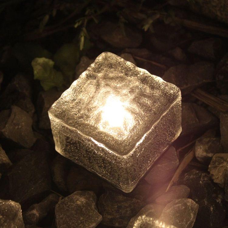 IP68 Waterproof Solar Powered Tempered Glass Outdoor LED Buried Light Garden Decoration Lamp with 0.2W Solar Panel(Warm White)