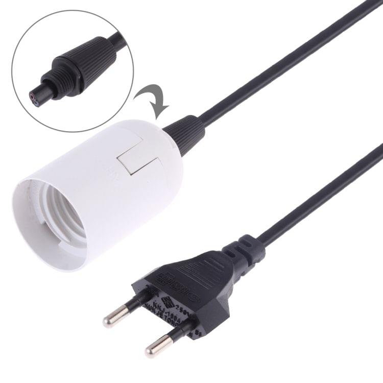 E27 Wire Cap Lamp Holder Chandelier Power Socket with 1.5m Extension Cable, EU Plug(White)