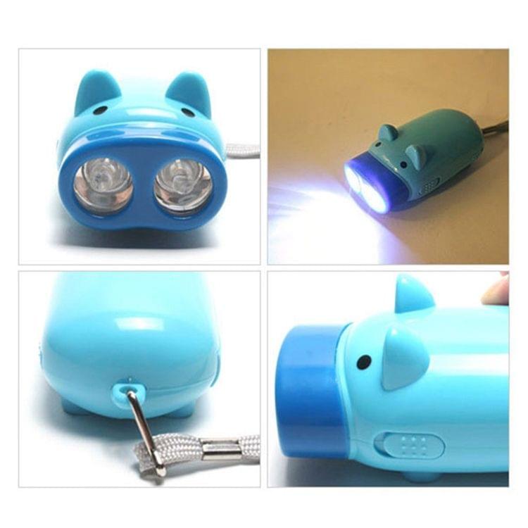 3 PCS Hand Press Powered Cartoon Pig Shaped Flashlight