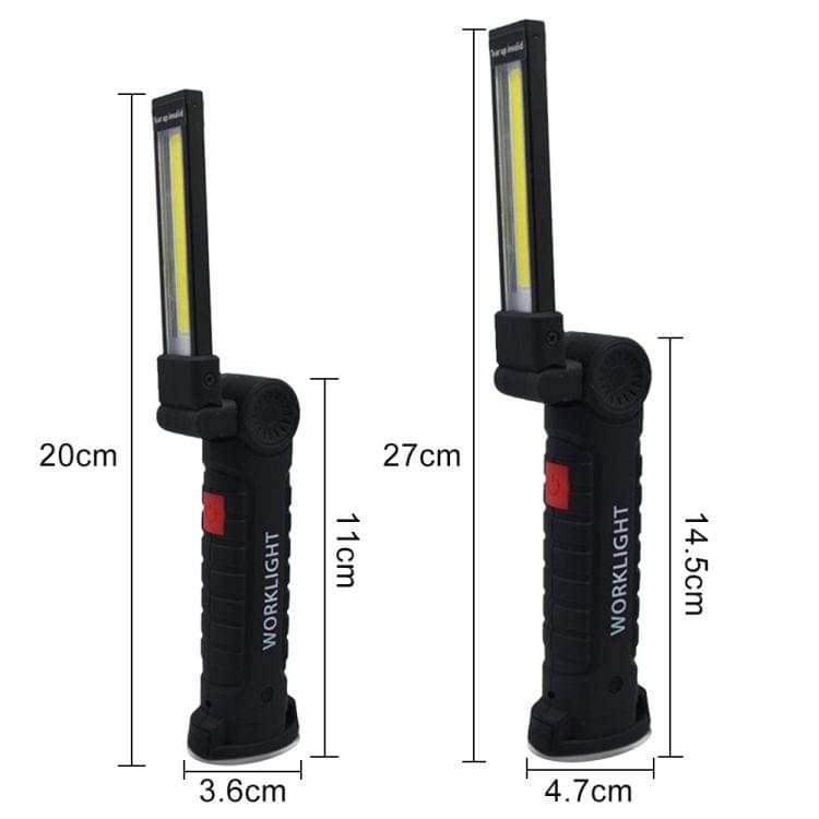 Handheld Movable Work Lights USB Charging Multi-functional and Folding Emergency Lights, Body Color:Black, size:14.8 x 4.7cm