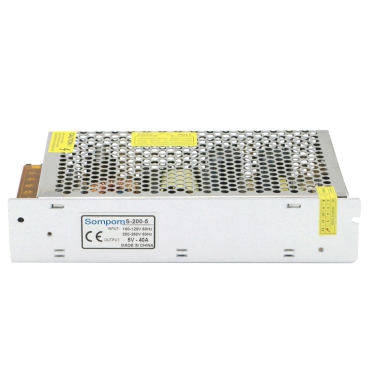 SOMPOM S-200-5 200W 5V 40A Switching Driver LED Light Strip Display Screen Lighting Monitor Power Supply