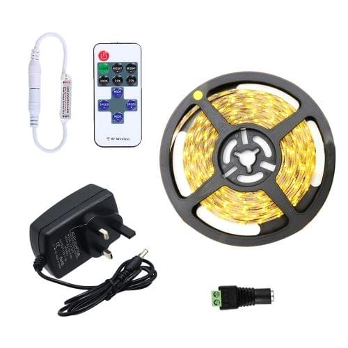 YWXLight Dimmable Light Strip Kit, 5m LED Ribbon, Non-Waterproof For Indoor , 11key Remote Control  LED Strip Lamp 300led UK Plug (Warm White)
