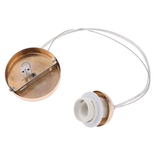 E27 Lamp Holder Plating Mirror DIY Ceiling Chandelier Light Bulbs Screw Base Socket, Cable Length: 50cm (Gold)