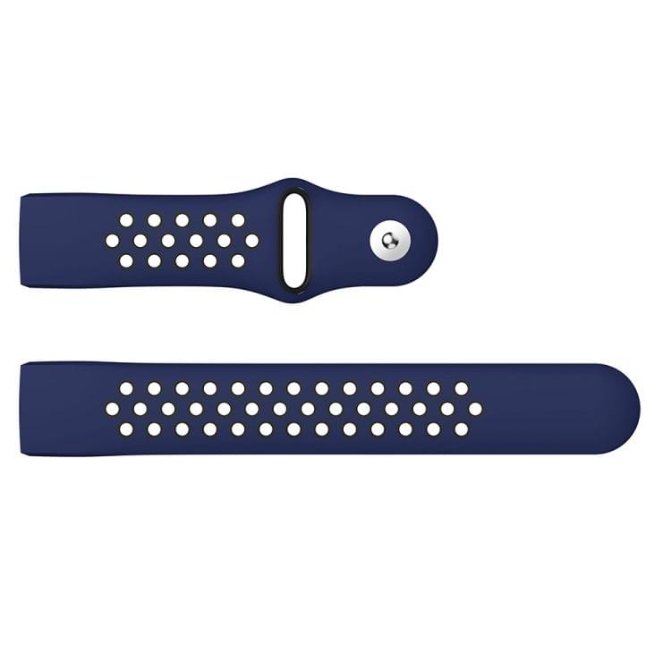 Two-color Round Hole Silicone Wrist Strap Watch Band for Fitbit Charge 3, Wrist Strap Size:145-210mm (Black Blue)