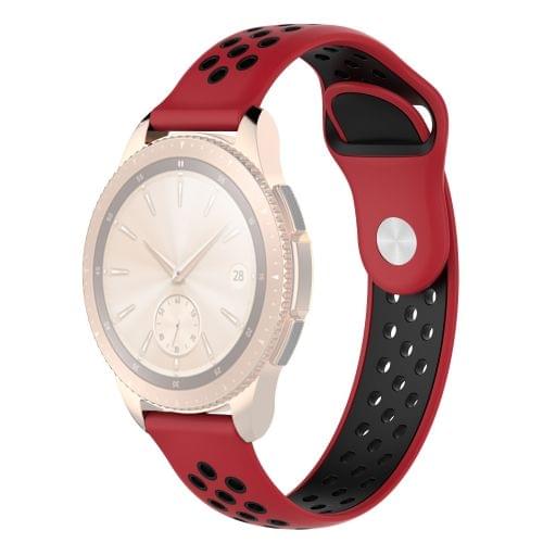 Double Color Wrist Strap Watch Band for Galaxy Watch 42mm (Black Red)