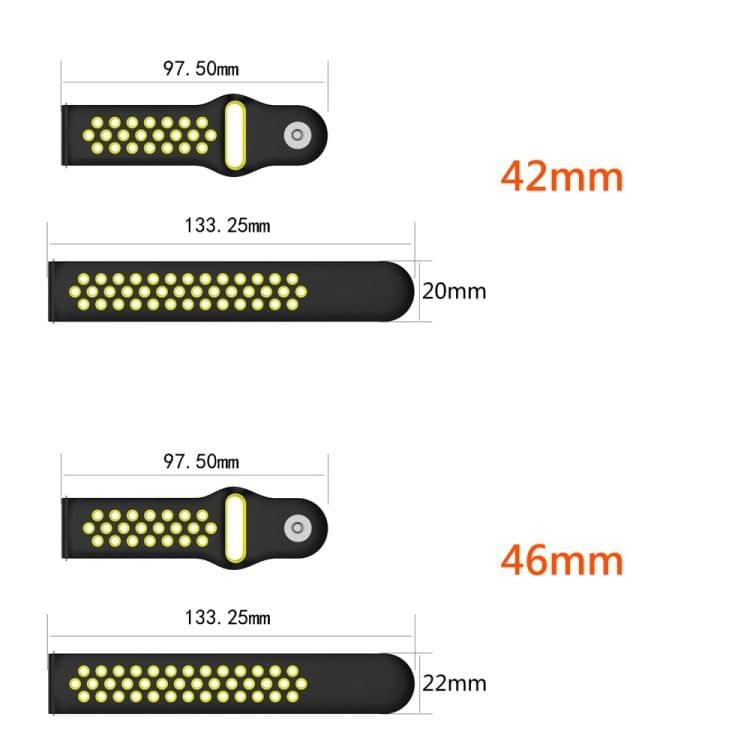 Double Color Wrist Strap Watch Band for Galaxy Watch 42mm (Black Red)