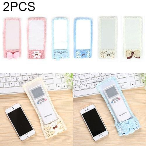 2 PCS Lace Fabric Bowknot Air Conditioning TV Remote Control Protective Cover Dust Jacket, M, Size: 21.5*8cm, Random Color Delivery