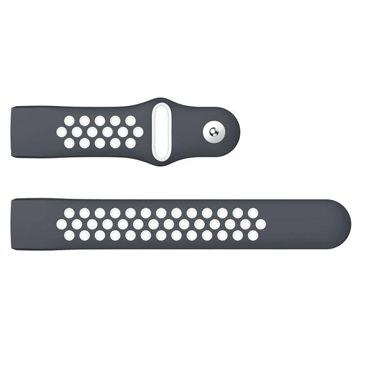 Two-color Round Hole Silicone Wrist Strap Watch Band for Fitbit Charge 3, Wrist Strap Size:145-210mm (Grey White)