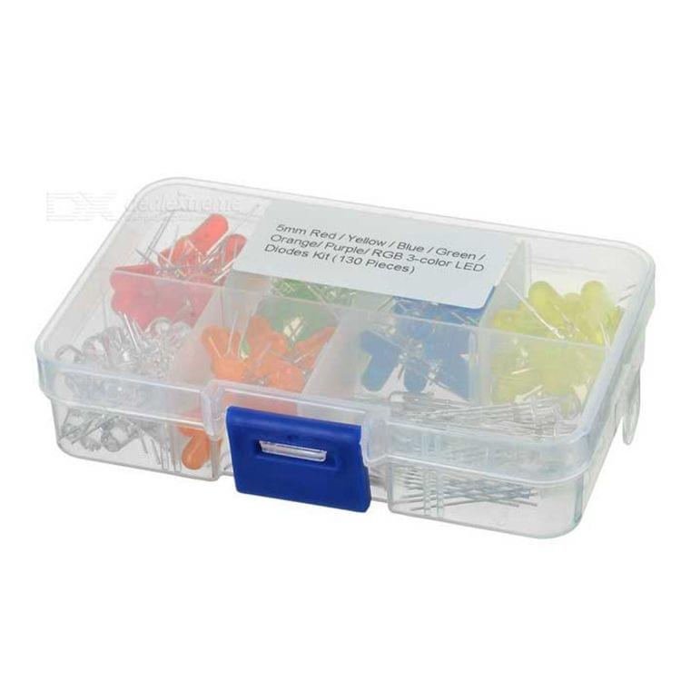 130PCS 5MM RGB 3-color LED Diodes Light-emitting DIY Electronic Component