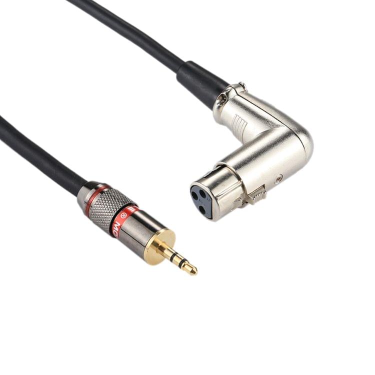 Metal Head 3.5mm Male to Aluminum Shell 3 Pin XLR CANNON Elbow Female Audio Connector Adapter Cable, Total Length: about 30cm