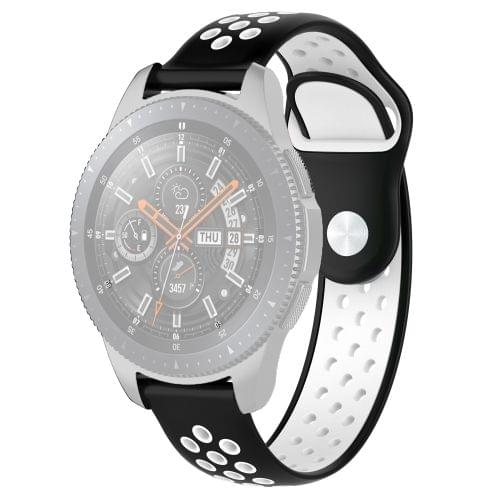 Double Color Wrist Strap Watch Band for Galaxy Watch 46mm (Black White)