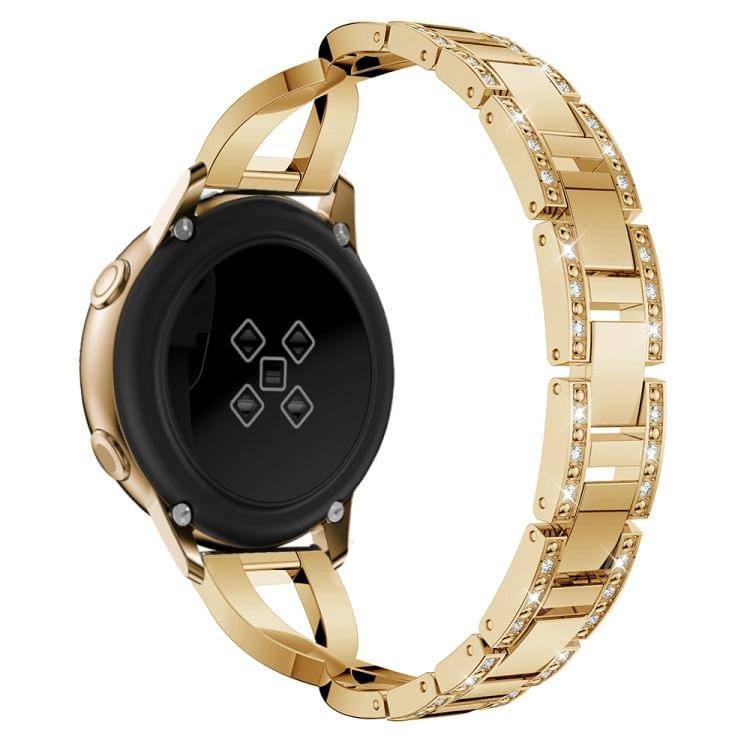 X-shaped Diamond Stainless Steel Wrist Strap WatchBand for Galaxy Watch Active 20mm (Gold)