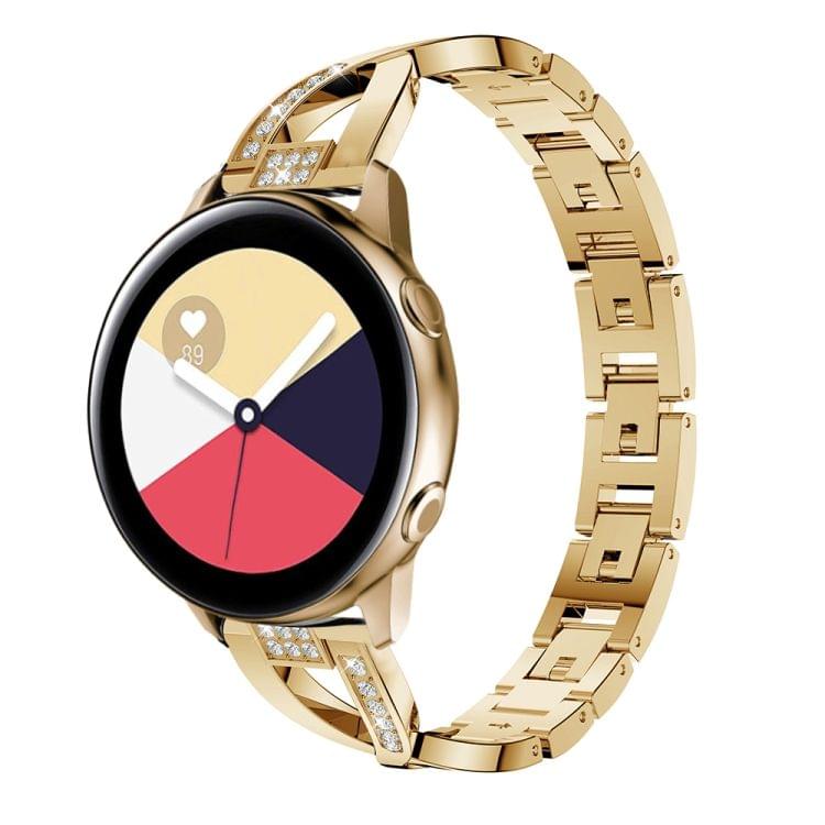 X-shaped Diamond Stainless Steel Wrist Strap WatchBand for Galaxy Watch Active 20mm (Gold)