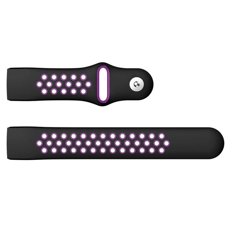 Two-color Round Hole Silicone Wrist Strap Watch Band for Fitbit Charge 3, Wrist Strap Size:130-195mm (Purple)