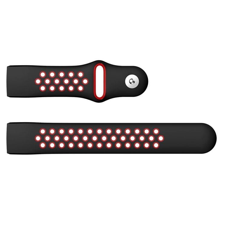 Two-color Round Hole Silicone Wrist Strap Watch Band for Fitbit Charge 3, Wrist Strap Size:145-210mm (Red)