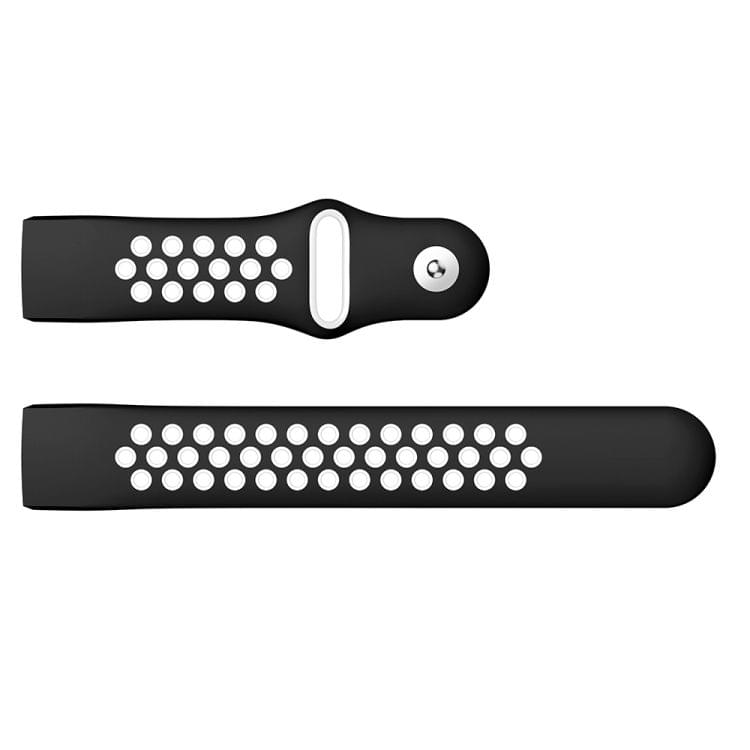 Two-color Round Hole Silicone Wrist Strap Watch Band for Fitbit Charge 3, Wrist Strap Size:130-195mm (White)