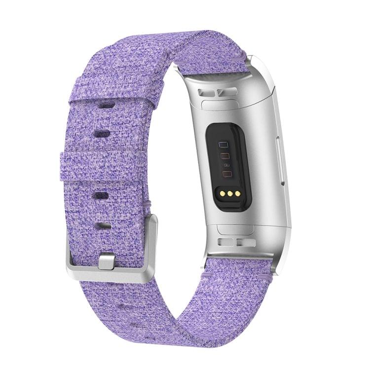 Woven Vanvas Nylon Wrist Strap Watch Band for Fitbit Charge 3 (Light Purple)
