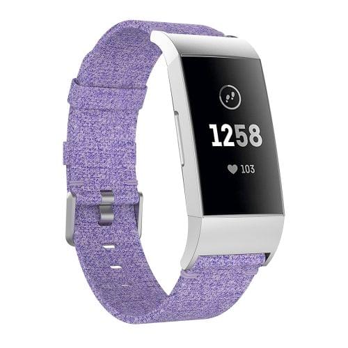 Woven Vanvas Nylon Wrist Strap Watch Band for Fitbit Charge 3 (Light Purple)