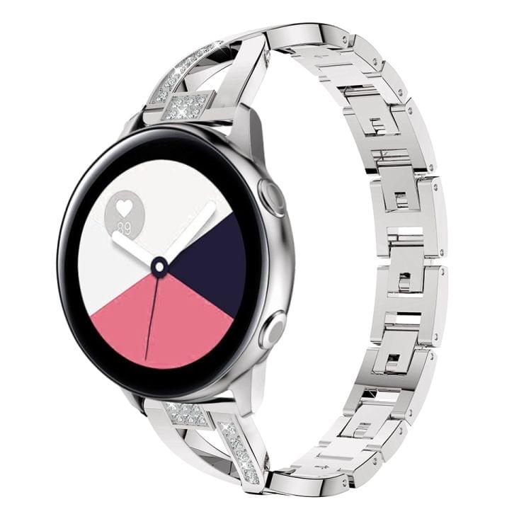 X-shaped Diamond Stainless Steel Wrist Strap WatchBand for Galaxy Watch Active 20mm (Silver)