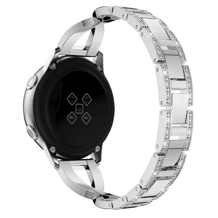 X-shaped Diamond Stainless Steel Wrist Strap WatchBand for Galaxy Watch Active 20mm (Silver)
