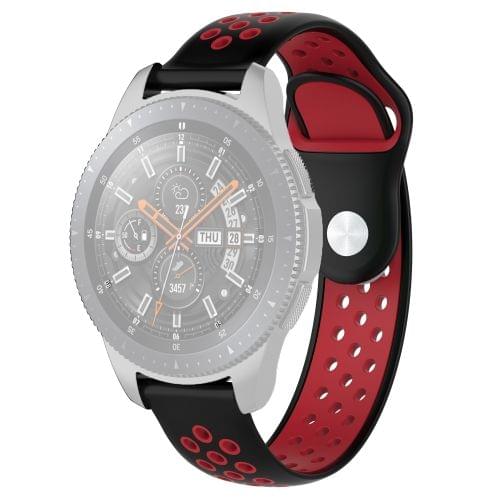 Double Color Wrist Strap Watch Band for Galaxy Watch 46mm (Black Red)