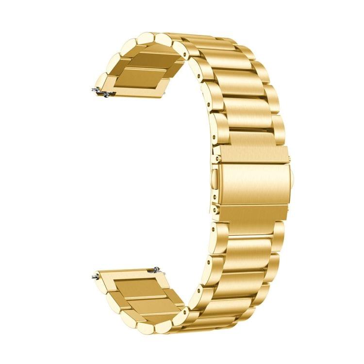 Three Beads Slingshot Buckle Solid Stainless Steel Wrist Strap Watch Band for Galaxy Watch Active 20mm (Gold)