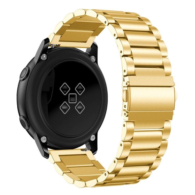 Three Beads Slingshot Buckle Solid Stainless Steel Wrist Strap Watch Band for Galaxy Watch Active 20mm (Gold)