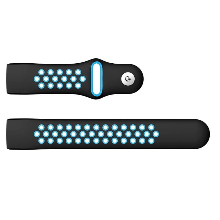 Two-color Round Hole Silicone Wrist Strap Watch Band for Fitbit Charge 3, Wrist Strap Size:130-195mm (Blue)