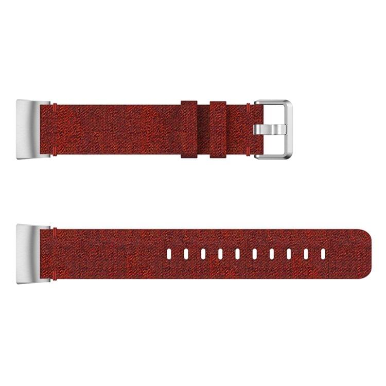 Woven Vanvas Nylon Wrist Strap Watch Band for Fitbit Charge 3 (Dark Red)