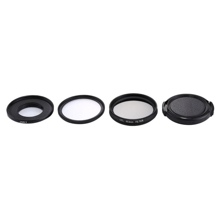 JSR-2057 4 in 1 40.5mm UV + CPL Lens Filter Kits with Ring Adapter + Lens Cover for SJCAM SJ7