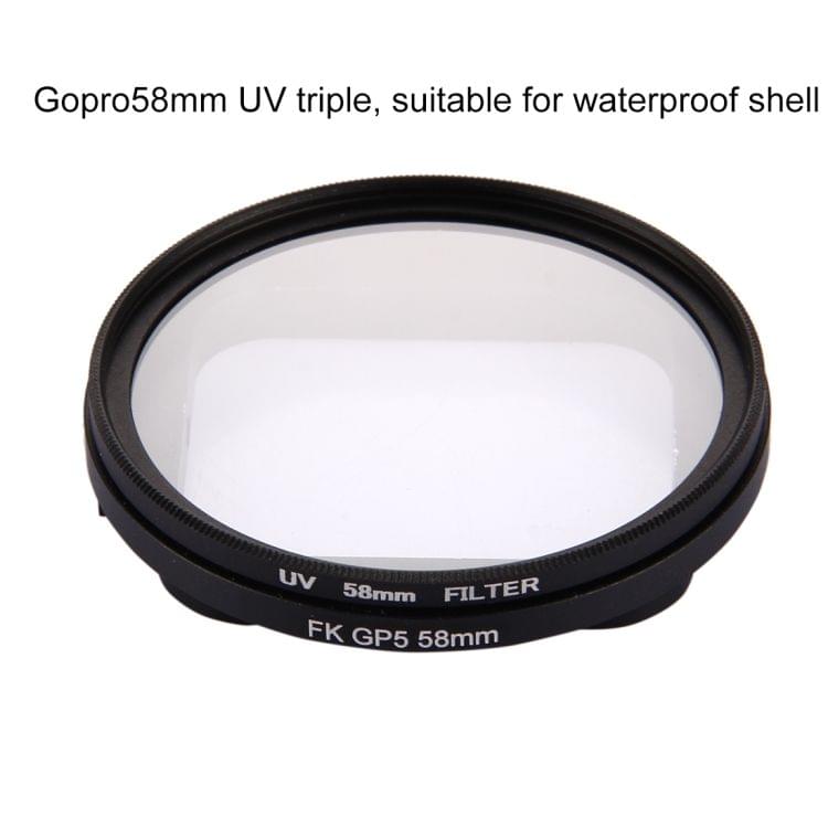 58mm 3 in 1 Round Circle UV Lens Filter with Cap for GoPro HERO7 Black/6 /5