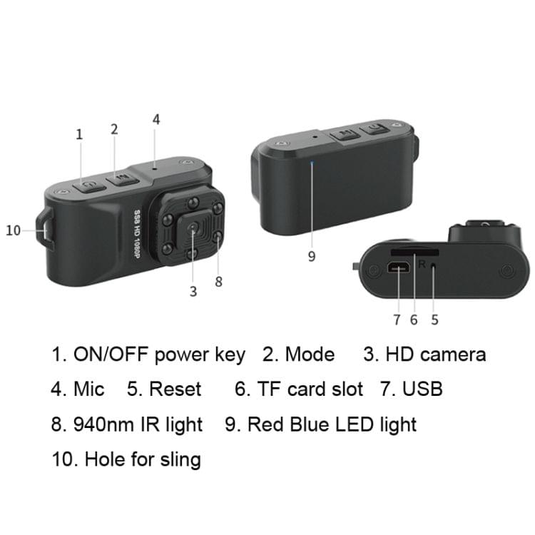 SS8 HD 1080P 30fps Ultra-Mini DV Pocket  Digital Video Recorder Camera Camcorder, Support IR Night Vision (Black)
