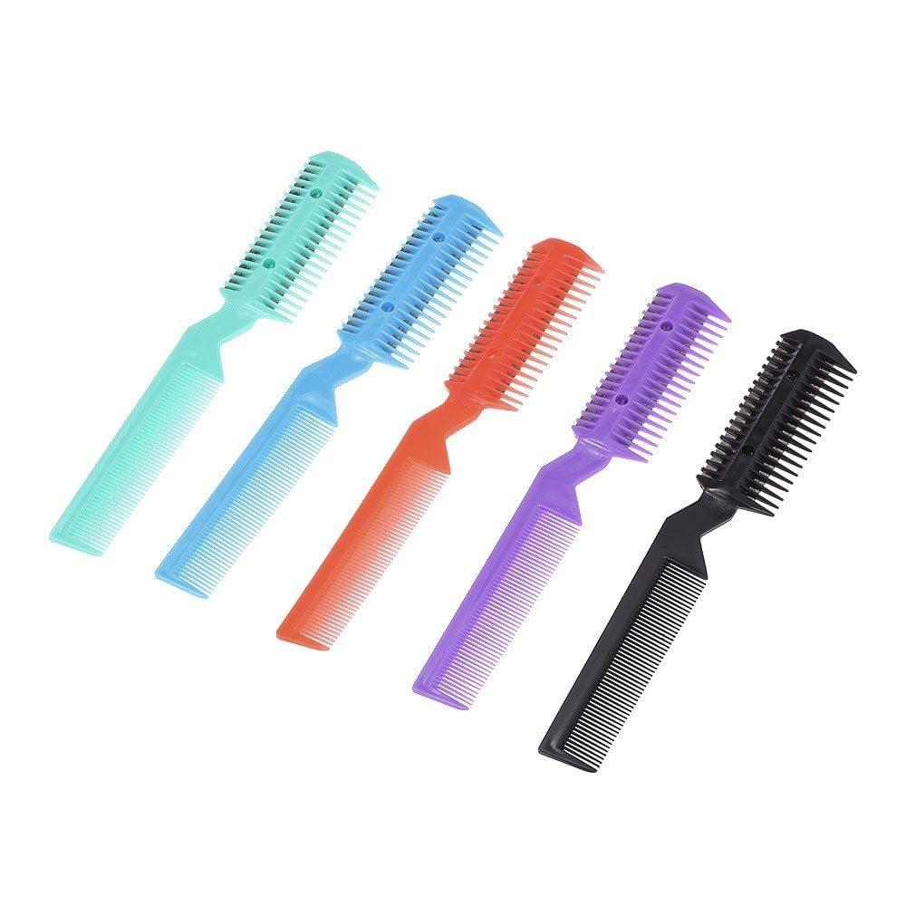 Hair Razor Comb Scissor Double-ended Hair Comb Hairdressing Trimme Hair Shaving Blades Hair Cutting Thinning DIY Styling Tool Random Color