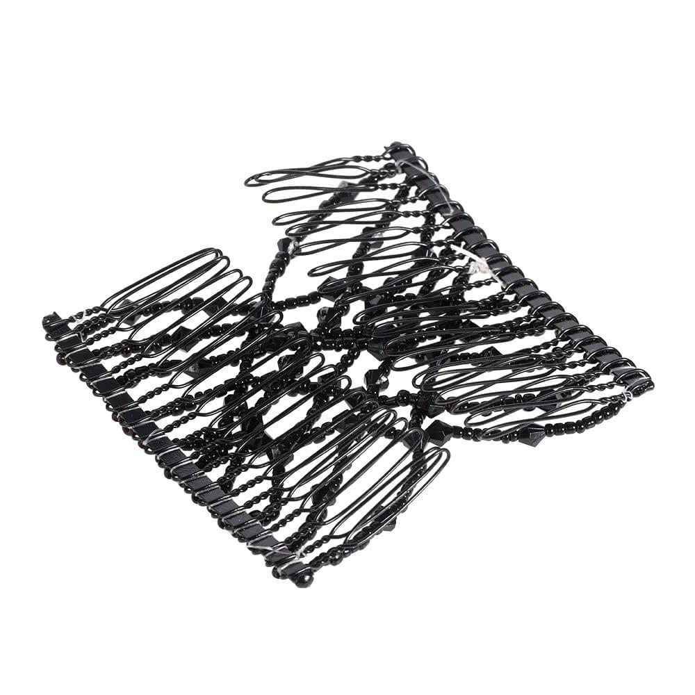 2Pcs Glass Bead Magic Comb Elastic Double Insert Clips Chic Stretch Hair Head Comb Cuff Random Colo DIY Hair Styling Tool