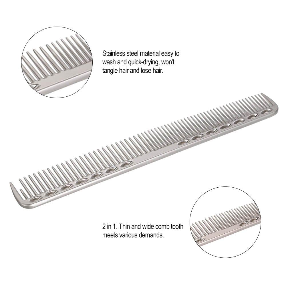 Stainless Steel Hair Comb Professional Hair Salon Hairdressing Steel Comb Hair Cutting Metal Comb Silver