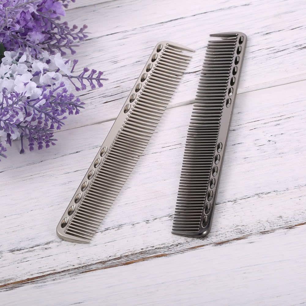 Stainless Steel Hair Comb Professional Hair Salon Hairdressing Steel Comb Hair Cutting Metal Comb Silver