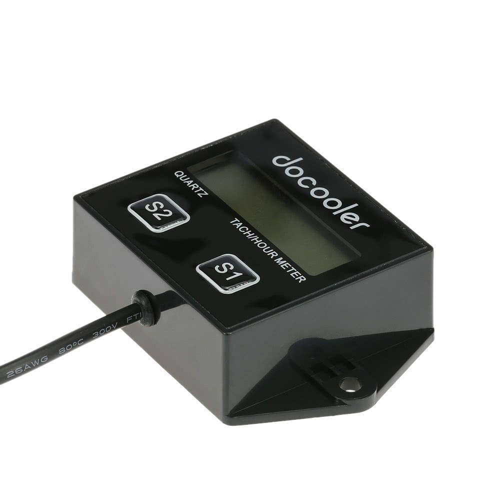 Docooler Digital Engine Tach Tachometer Hour Meter Gauge Resettable In