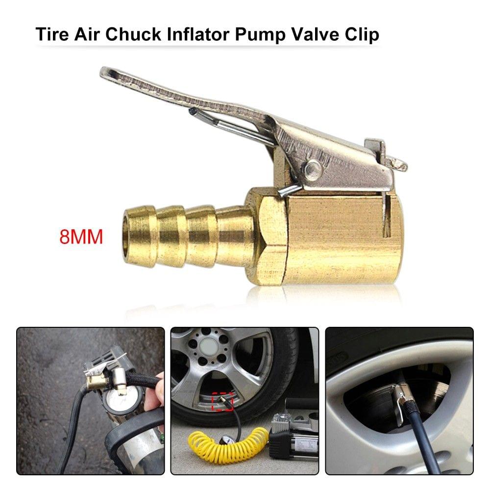 1PCS Car Auto Zinc Alloy 8mm Tyre Wheel Tire Air Chuck Inflator Pump Valve Clip Clamp Connector Adapter for Cars
