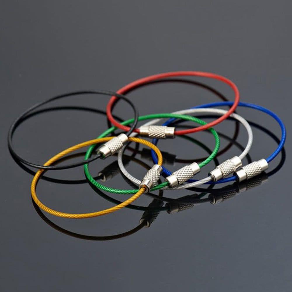 10Pcs Colorful Stainless Steel Wire Keychain Rope Key Chain Aircraft Gear Cable Ring Keyring for Outdoor Hiking