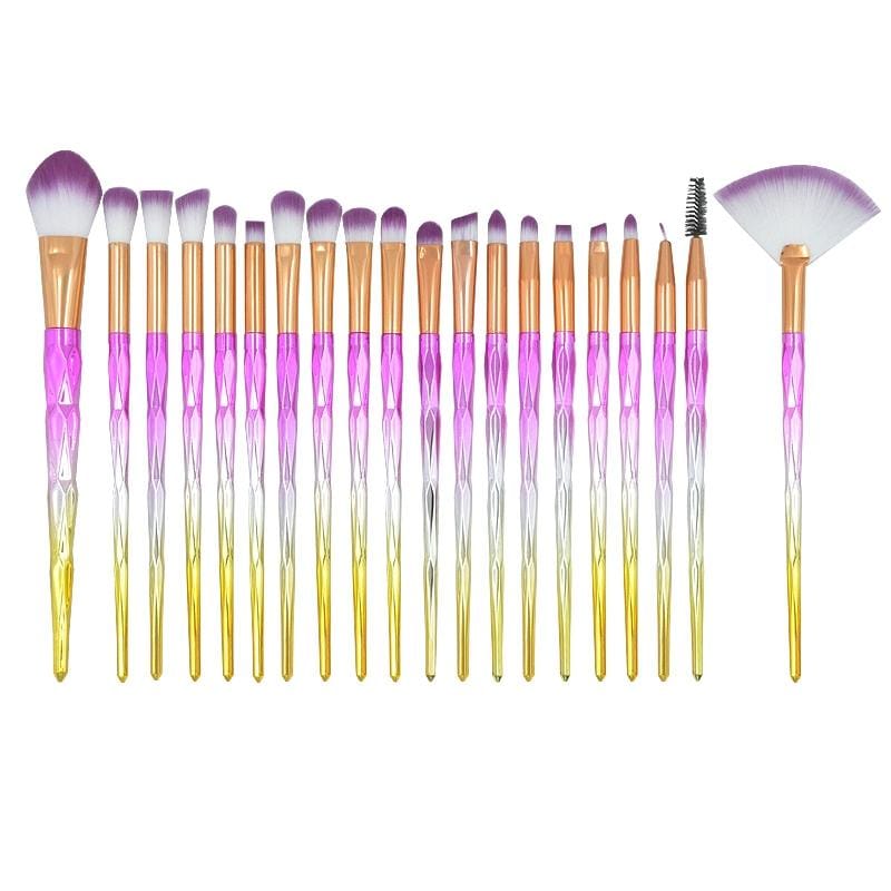 20 in 1 Diamond Handle Eye Brush Multi-functional Makeup Brush, Pink+Blue Handle and Sky Blue Brush (Style3)