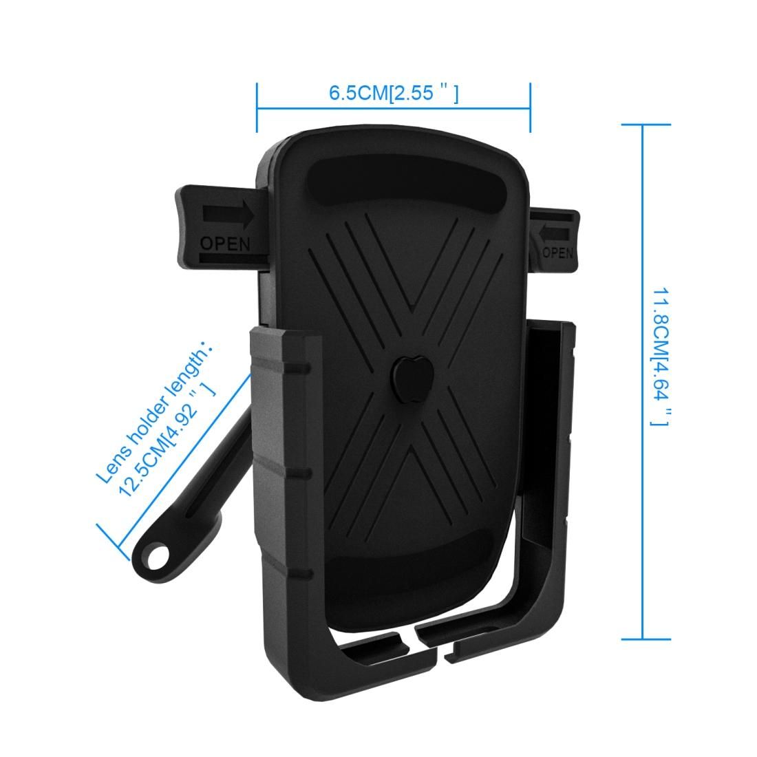 CS-1065B1 Motorcycle Aluminum Alloy Mobile Phone Holder Bracket, Mirror Holder Version (Black)