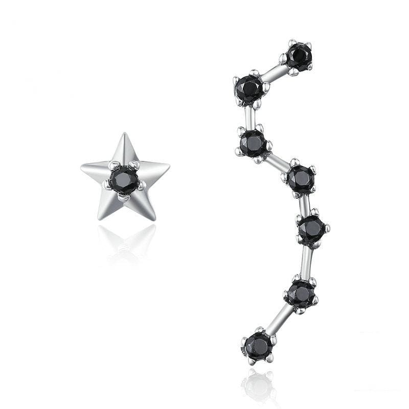 Big Dipper S925 Sterling Silver Earrings Star Inlaid Zircon Ladies Earrings