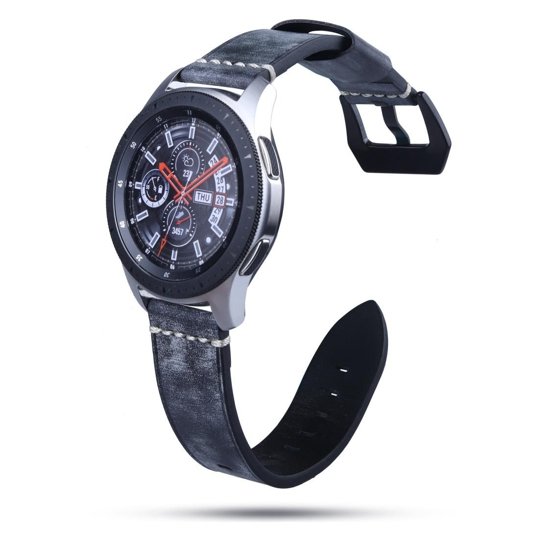 22mm Leather strap For Huawei Watch GT2e / GT2 46mm (Black)