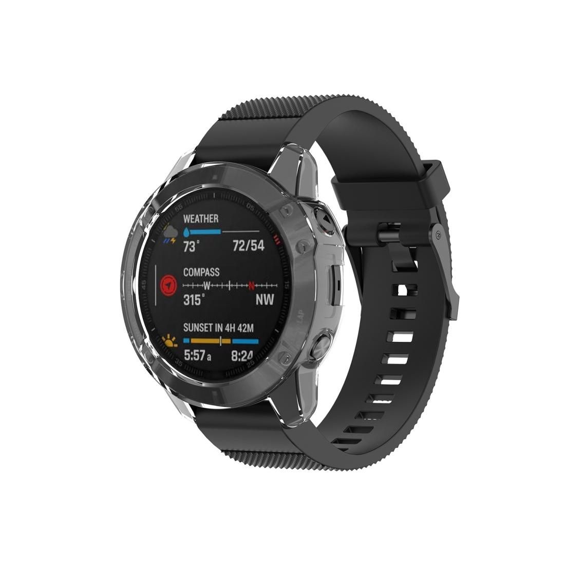 Suitable for Garmin Fenix 6X / 6X Pro Transparent TPU Silica Gel Watch Case (Transparent blue)
