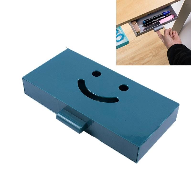5 PCS Hidden Drawer Storage Box Office Desk Bottom Paste Large Capacity Pen Case (Dark Blue)