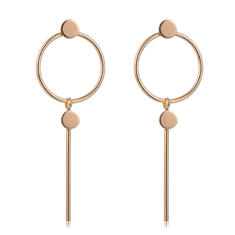 Simple Round Metal Long Tassel Female Earrings Jewelry Women Wedding Party Decor Stud Earrings (Silver)