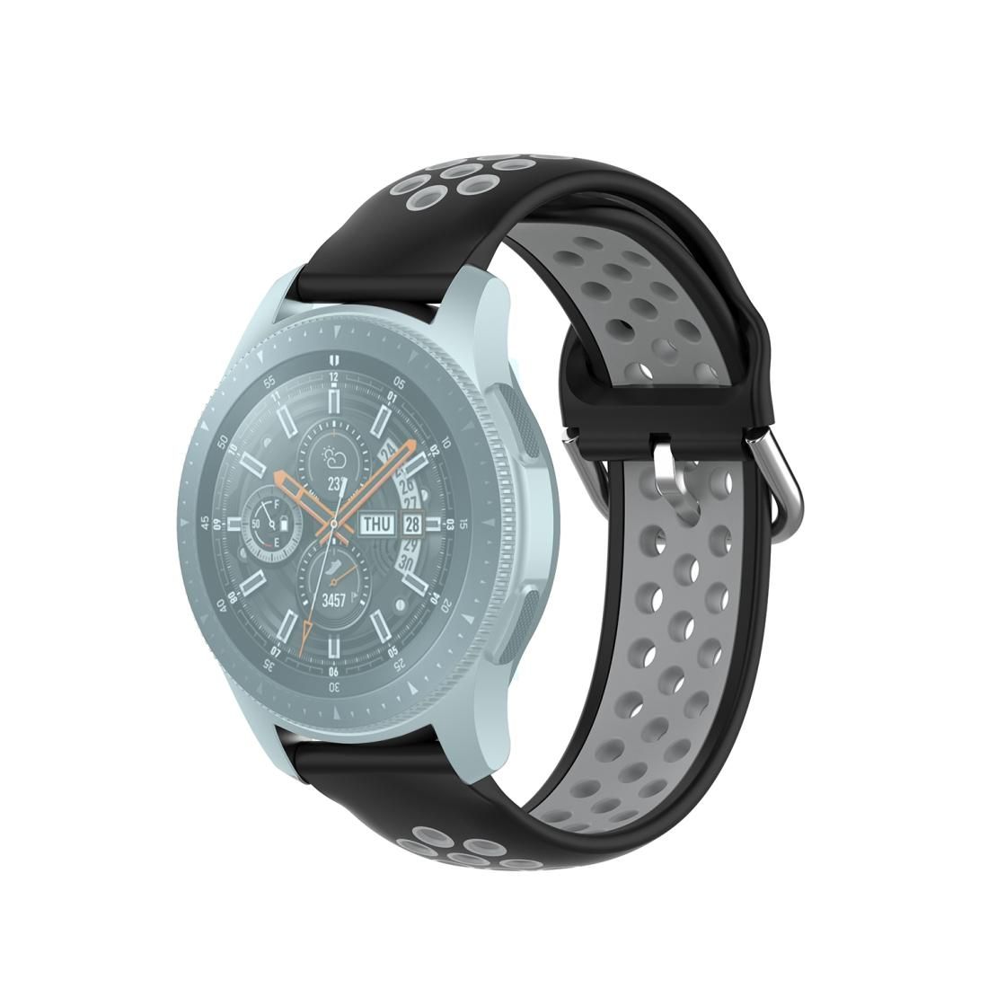 For Huawei Watch GT2 / Honor Magic Watch 2 46mm Universal Sports Two-tone Silicone Replacement Wrist Strap (Black Grey)