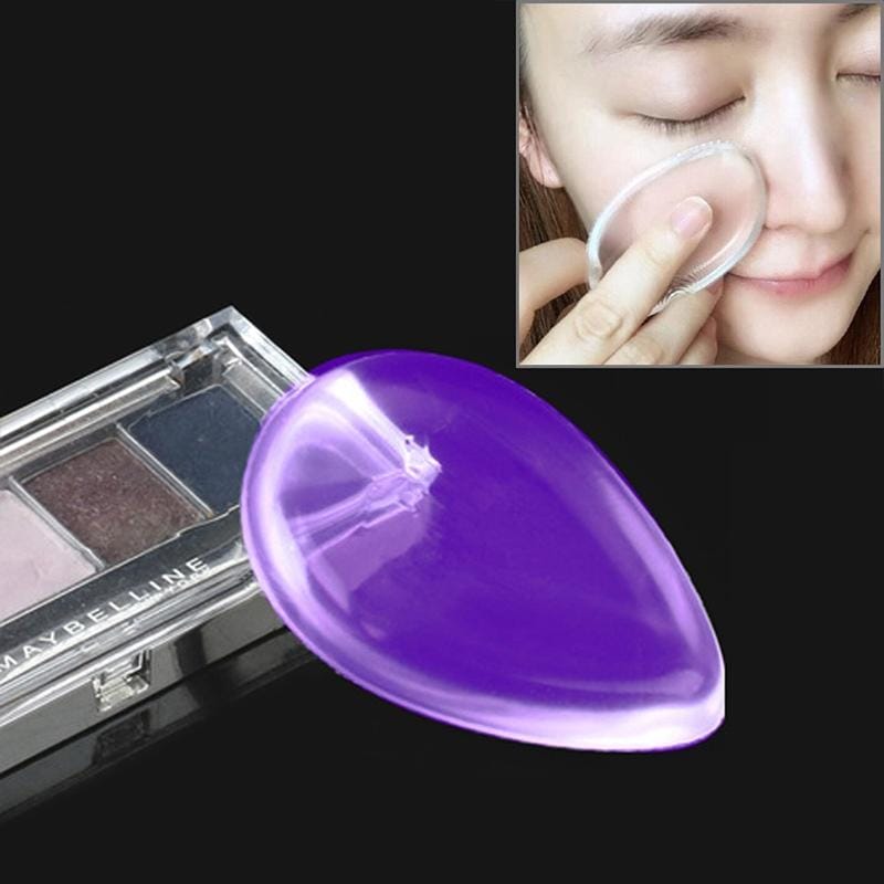 Waterdrop Shaped Great Beauty Facial Makeup Transparent Silicone Smooth Powder Cream Puff (Purple)