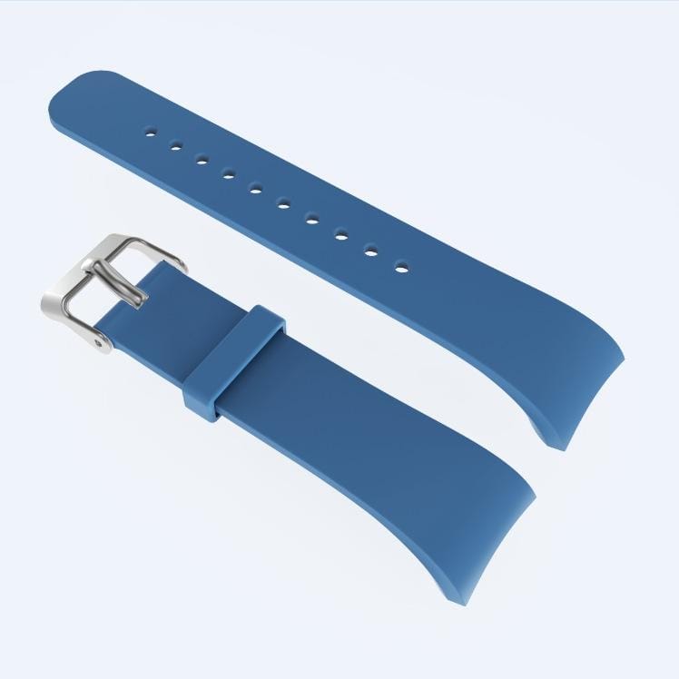 Solid Color Leather Wrist Strap Watch Band for Galaxy Gear Fit2 R360 (Navy Blue)